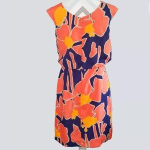 Jessica Simpon Orange Blue Floral Tulip Dress 10